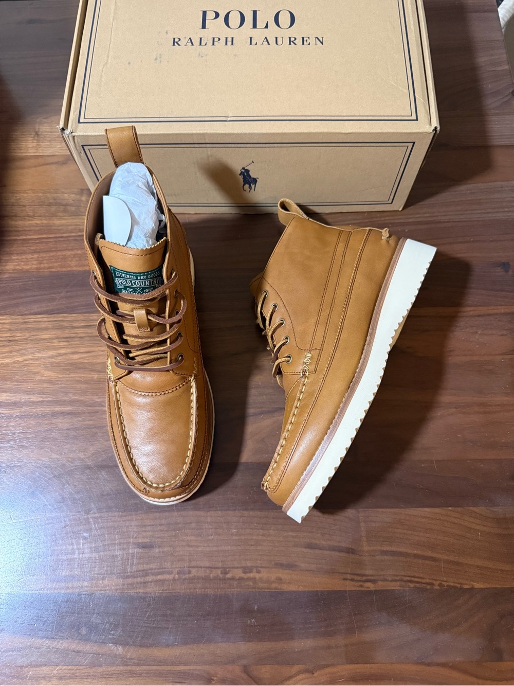 Polo Ralph Lauren Ranger Leather Workboot Men’s Size 11.5 Boots in ‘Polo Tan’